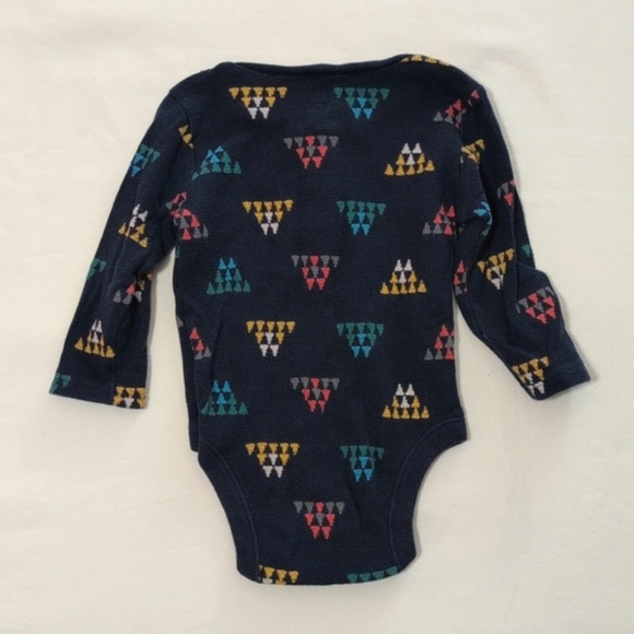 old navy thermal waffle knit henley long sleeve bodysuit diaper shirt 12 months - Picture 5 of 5